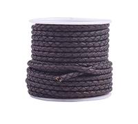 KONMAY Cordoncino in pelle intrecciata Geneuine da 4,6 m, 3,0 mm, colore marrone anticato