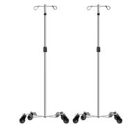 Konmee 2 Pezzi Aste Portaflebo, Aste Mediche Portaflebo,Asta Per Flebo,Asta Flebo, con 2 Ganci in Acciaio 4 Ruote, 304 Acciaio Inossidabile