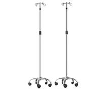 Konmee Aste Portaflebo, Aste Mediche Portaflebo,Asta Per Flebo,Asta Flebo, con 4 Ganci in Acciaio 5 Ruote con freno, 304 Acciaio Inossidabile, Resistente