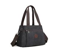 KONO Borsa a Tracolla Da Donna, Borsa Multifunzione, Stile Vintage, Borsa da Scuola Casual per Lavoro, Shopping, Viaggi (Nero)