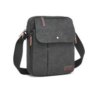 KONO Borsa a tracolla in tela retrò con tasche multiple da donna, ideale per lavoro e shopping, Nero