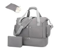 KONO Borsa da viaggio Duffel Bag 32L resistente all'acqua con scomparto per scarpe Beauty case Tracolla staccabile Borsa da viaggio leggera Borsa per bagagli Borsa da weekend (Grigio)