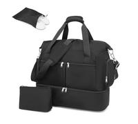 Kono Borsa da viaggio Duffel Bag 32L resistente all'acqua con scomparto per scarpe Beauty case Tracolla staccabile Borsa da viaggio leggera Borsa per bagagli Borsa da weekend (Nero)