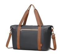 Kono Borsone da viaggio, 46 x 30 x 20 cm, con tasca bagnata, bagaglio a mano, borsa per il fine settimana, per donne e uomini, Grigio e marrone, alla moda