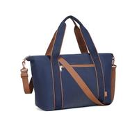 Kono Borsone da viaggio con tasca bagnata sotto il sedile, borsa da cabina resistente all'acqua, bagaglio a mano, borsa per il fine settimana da donna, Navy/Marrone, alla moda