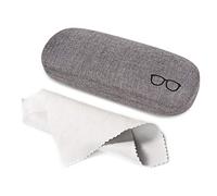 KONO Custodia per Occhiali Rigida e Robusta in Lino per Piccole e Medie Occhiali da Vista e Sole (Grigio)