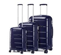 KONO Set 3 Pezzi 55cm/65cm/74cm Valigia Viaggio Premium Polipropilene Trolley con TSA Lucchetto e 4 Ruote Girevoli (Marina Militare, Set 3 pezzi)