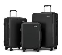 KONO Set 3 Valigie PC+ABS (55+65+75 cm) - Trolley Bagaglio Cabina, Media e Grande con Blocco Aeroportuale e Ruote 360° Silenziose per Viaggi Business e Famiglia (Set di 3 Valigie, Nero)