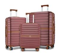 KONO Set 3 Valigie Rigida ABS+PC Trolley con 8 Ruote Leggero (55+66,5+76,5 cm, Bordeaux)