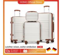 KONO Set bagagliaio rigido da 4 pezzi Set di valigie leggere ABs Twin WHEELS Trolley TSA Lock Valigia S-M-L-XL Grigio