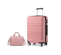 KONO set di 2 Valigia Bagaglio a Mano Rigida e Leggera ABS Trolley 74cm con 4 Ruote Rotanti e Lucchetto TSA & Borsa da Viaggio 40x20x25 Ryanair, Nude
