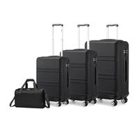 KONO set di 4 Valigie Rigida e Leggera valigia (55cm/65cm/74cm) in ABS con 4 Ruote Rotanti e Lucchetto TSA & Borsa da Viaggio 40x20x25 Ryanair, Nero