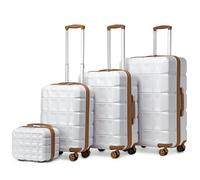 KONO Set di 4 Valigie Rigida Trolley ABS Bagaglio a Mano 54cm Valigia Media 62cm Valigia Grande 72cm con TSA Lucchetto e 4 Ruote + Borsa da Toilette, Bianco