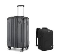 KONO Set di valigie 2 pezzi per Ryanair, valigia con zaino 40x20x25 cm | Valigia rigida in ABS, ruote silenziose e zaino da viaggio con apertura a 180°, ideale per viaggi d’affari e gite brevi