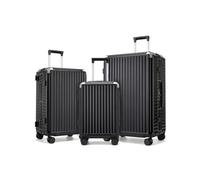 KONO Set di Valigie M/L/XL, Set 3 pezzi, Valigia Rigida in PC Ultra Resistente, con Supporto Smartphone e Gancio, Cornice in Alluminio Senza Cerniera, per Viaggi, Inizio Scuola e Lavoro