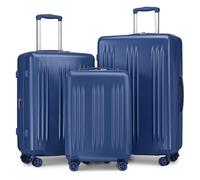 KONO Set Valigie da 3 Pezzi Set Bagagli Valige Trolley Valigia Bagaglio a Mano ABS e PC Valigia 55cm + Valigia 65cm + Valigia 75cm (Marina Militare, S+M+L)