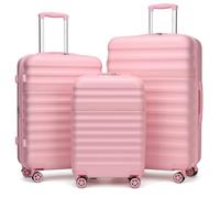 KONO Set Valigie da 3 Pezzi Valigia Bagaglio a Mano Trolley Valige ABS+PC Valigia 55cm + Valigia 65cm + Valigia 75cm con 4 Ruote e TSA Lucchetto, Rosa