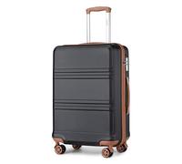 KONO Trolley Bagaglio a Mano 52 x 38 x 21 cm ABS Leggero e Rigido con 4 Ruote 360°, Lucchetto TSA, Cabina per Trasporto (20", Nero/Marrone)