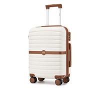 KONO Valigia Bagaglio a Mano 55x40x20 Trolley ABS+PC (Crema/Marrone)