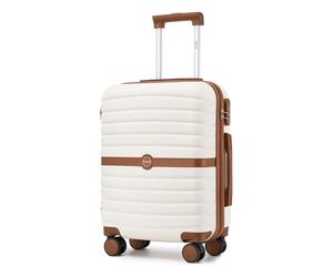 KONO Valigia Bagaglio a Mano 55x40x20 Trolley ABS+PC (Crema/Marrone)