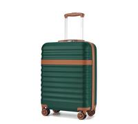 KONO Valigia Bagaglio a Mano Trolley Piccola Valige Rigida ABS+PC Hardshell Leggero Viaggio Cabina con 4 Ruote e TSA Lucchetto, Verde/Marrone