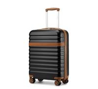 KONO Valigia Bagaglio a Mano Trolley Piccola Valige Rigida ABS+PC Hardshell Leggero Viaggio Cabina con 4 Ruote e TSA Lucchetto, Nero/Marrone