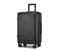 Kono Valigia da 61 cm in ABS + PC con guscio rigido, leggero, da viaggio, con serratura TSA, alla moda, bagaglio a mano con 4 ruote girevoli (nero), Nero, M(medium 24inch), Valigia rigida