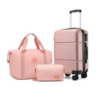 Kono Valigia da viaggio rigida in ABS, leggera, con lucchetto a combinazione, Nude/Nero, 20 inch Luggage Set, Carry On - Borsa da viaggio leggera in ABS con guscio rigido