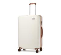 KONO Valigia Grande 23 kg PC+ABS per Viaggi Lunghi - Bagaglio Grande 75 cm con 4 Ruote Doppie TPE, Sistema di Blocco Doganale e Manico Antishock (75 cm, Crema/Marrone)