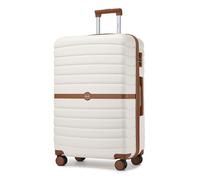 KONO Valigia Grande Rigida 23 kg ABS+PC Trolley con 8 Ruote (76,5 cm, Crema/Marrone)