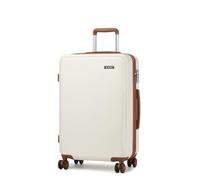 KONO Valigia Media 65 cm PC+ABS per Viaggi Medio-Lunghi - Bagaglio da Viaggio con Ruote 360° TPE, Manico Alluminio Estendibile e Doppio Scomparto (65 cm, Crema/Marrone)