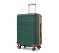 KONO Valigia Media ABS Leggero e Rigido con 4 Ruote 360°, Lucchetto TSA, Trolley da Stiva per Viaggi (24", Verde/Marrone)