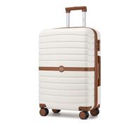 KONO Valigia Media Rigida 20 kg ABS+PC Trolley con 8 Ruote (65,6 cm, Crema/Marrone)