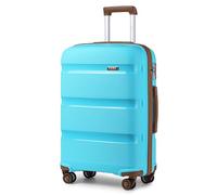 KONO Valigia Media Rigida Trolley Medio da Viaggio in Polipropilene con 4 Ruote e Lucchetto TSA 65x44x27cm, Blu/Marrone