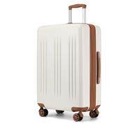 KONO Valigia Trolley 55cm Espandibile Bagaglio a Mano Piccola Valige Rigida ABS e PC Hardshell Leggero Viaggio Cabina (Crema/Marrone, 28")