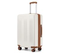 KONO Valigia Trolley 55cm Espandibile Bagaglio a Mano Piccola Valige Rigida ABS e PC Hardshell Leggero Viaggio Cabina (Crema/Marrone, 24")