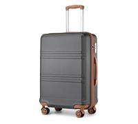 KONO Valigia Trolley Bagaglio a Mano 51.5x38x21cm Rigida e Leggero ABS Valigie con TSA Lucchetto e 4 Ruote, Grigio/Marrone