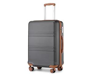 KONO Valigia Trolley Bagaglio a Mano 51.5x38x21cm Rigida e Leggero ABS Valigie con TSA Lucchetto e 4 Ruote, Grigio/Marrone