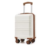 KONO Valigia trolley da viaggio in ABS + PC - Custodia rigida leggera con 4 ruote gemellate e lucchetto TSA, robusta valigetta per viaggi in aereo, affari e vacanze in famiglia, bianco crema, Ryanair