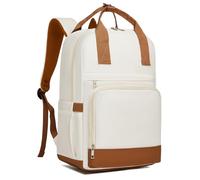 KONO Zaino Donna 15,6 Pollici con Porta USB, Antifurto e Impermeabile per Scuola, Università, Viaggio e Lavoro（Beige/Marrone）