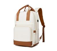 KONO Zaino Donna Porta PC 15,6 Pollici, Impermeabile e Antifurto con Porta USB di Ricarica, Grande Capacità per Università, Lavoro e Viaggio (Crema/Marrone)