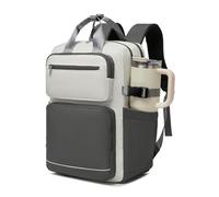 KONO Zaino Porta PC Donna 15.6 Pollici Impermeabile, con Taschino Riflettente per Sicurezza Notturna, Zaino Elegante Multitasche per Lavoro, Università e Viaggio (Beige/Grigio)