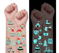 Konsait Glow in the Dark Christmas Temporary Tatuaggi per bambini adulti luminosi di Natale Fake Tatuaggi Metallizzati Pupazzo di neve Tatuaggi Natale Party Favors Natale Stuffers