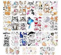 Konsait Tatuaggi temporanei per bambini, tatuaggi finti a forma di gatto, per feste di compleanno, impermeabili, per ragazzi e ragazze, bomboniere per feste di compleanno, forniture per sacchetti