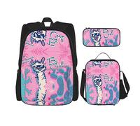 KoNsev Cool Liama - Set di 3 borse per la scuola elementare con stampa, borsa per il pranzo e astuccio, per la scuola elementare, Fresco Liama, Taglia unica