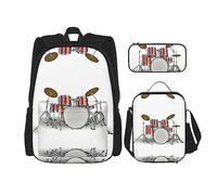 KoNsev Cool Liama - Set di 3 borse per la scuola elementare con stampa, borsa per il pranzo e astuccio, per la scuola elementare, Set tamburo freddo, Taglia unica, moderno