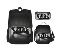KoNsev Love Font - 3 zaini da 40,6 cm per scuola prescolare e portapranzo per bambini elementari, Nero , Taglia unica, Set di zaini per la scuola
