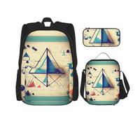 KoNsev Math Geometry Geek Calculus 3pcs Zaini 40,6 cm Scuola Prescolare Bookbag e Lunch Box per bambini elementari, Nero , Taglia unica, Set di zaini per la scuola