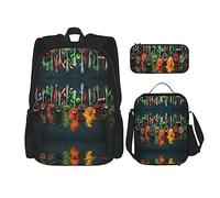 KoNsev Set di 3 borse per la scuola elementare con stampa, borsa per il pranzo e matite, composizione in rosso, giallo, blu e nero, Condimenti Spezie, Taglia unica
