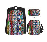 KoNsev Set di 3 zaini con stampa, da viaggio, escursionismo, leggero, per laptop, matite, borsa termica per il pranzo, borsa per il pranzo da donna, arancione rosa, Origami - Gru multicolore, Taglia